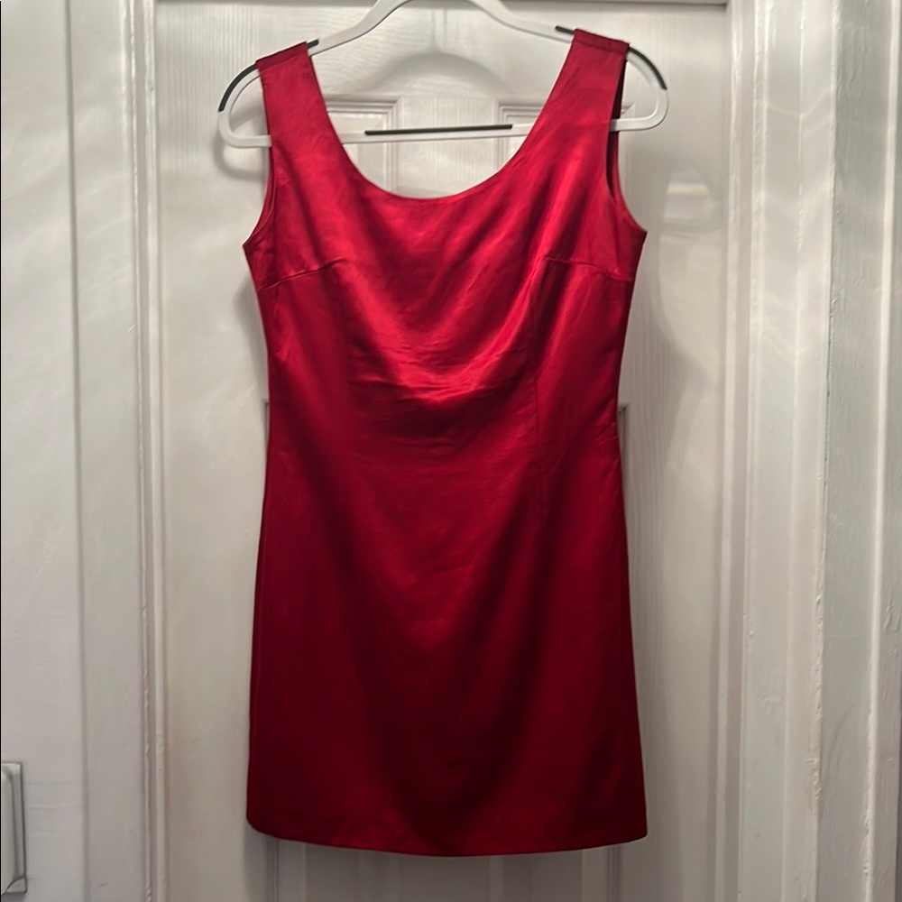 Variazioni Elegant Red Italian made Sleeveless Mini Satin Dress